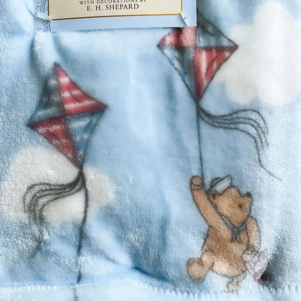 NEW Winnie the Pooh Kites Baby Blanket Eeyore Piglet- Blue White